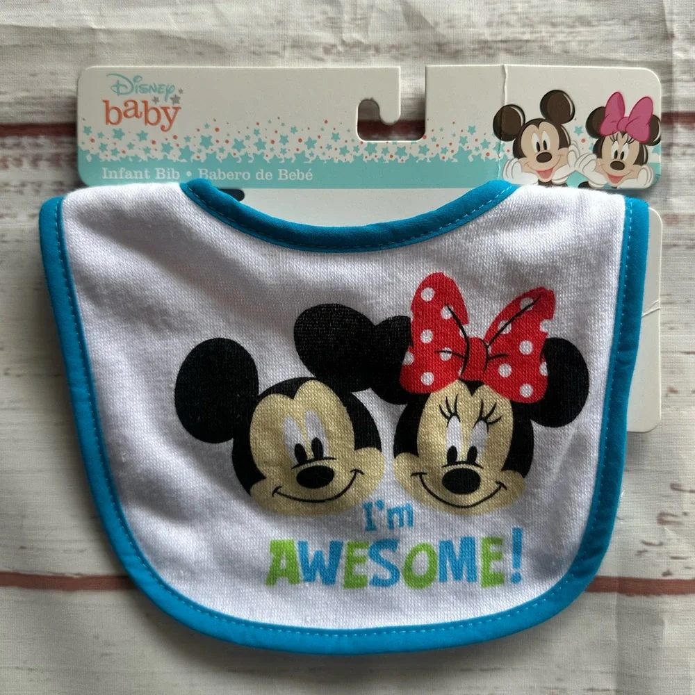 Disney baby infant bib im awesome mickey mouse and minnie